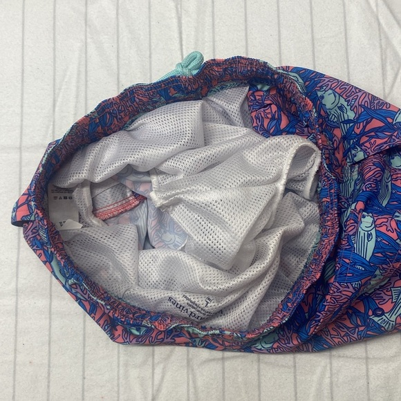VINEYARD VINES Chappy Print Swim Trunks - Coral Papaya Passion Size Large - Picture 8 of 12